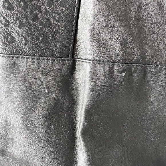 Vintage Oscar Leopold Black Animal Print Oversized 90s Leather Jacket L - Picture 10 of 15